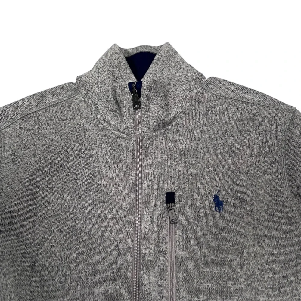 Polo Ralph Lauren Full Zip Sweater Jacket Mens Large Gray Performance Fleece